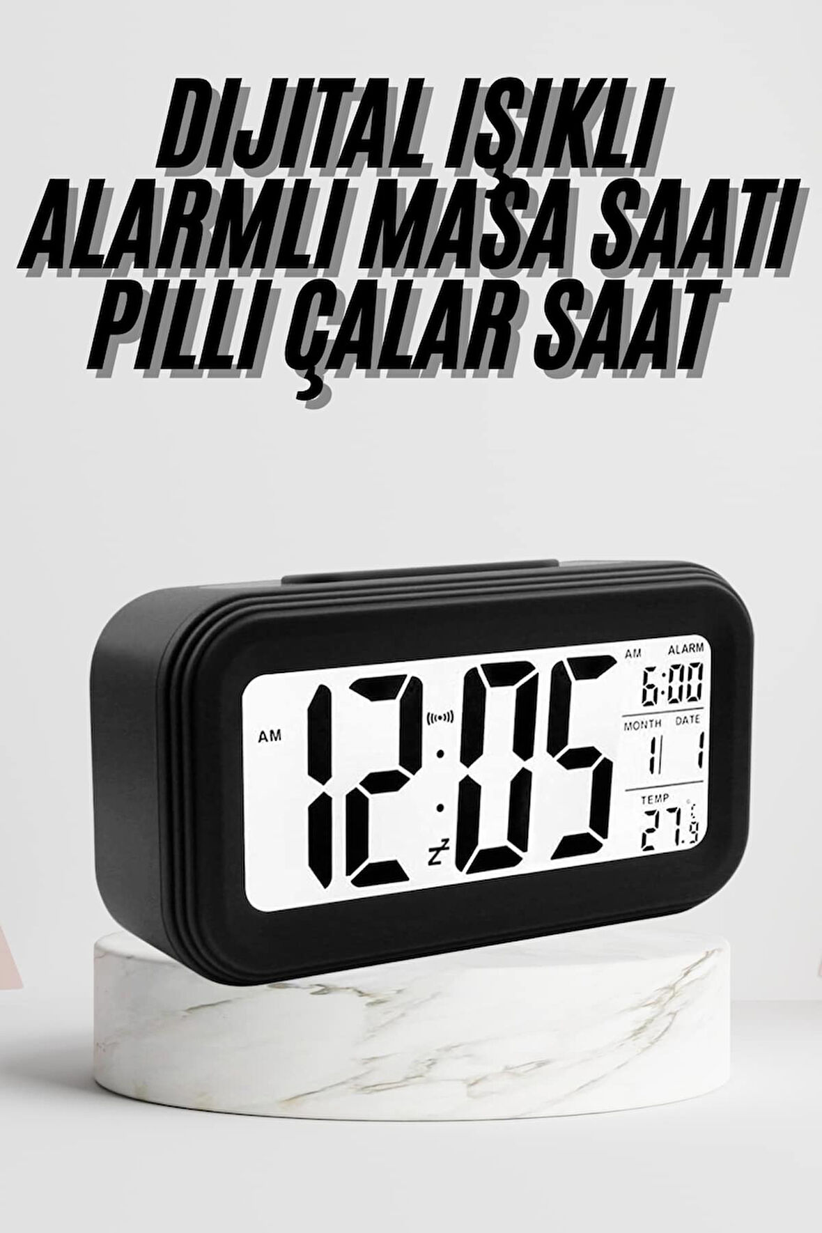 Dijital Masa Saati Termometre Takvim Led Ekran Pilli Ev Ofis Masası