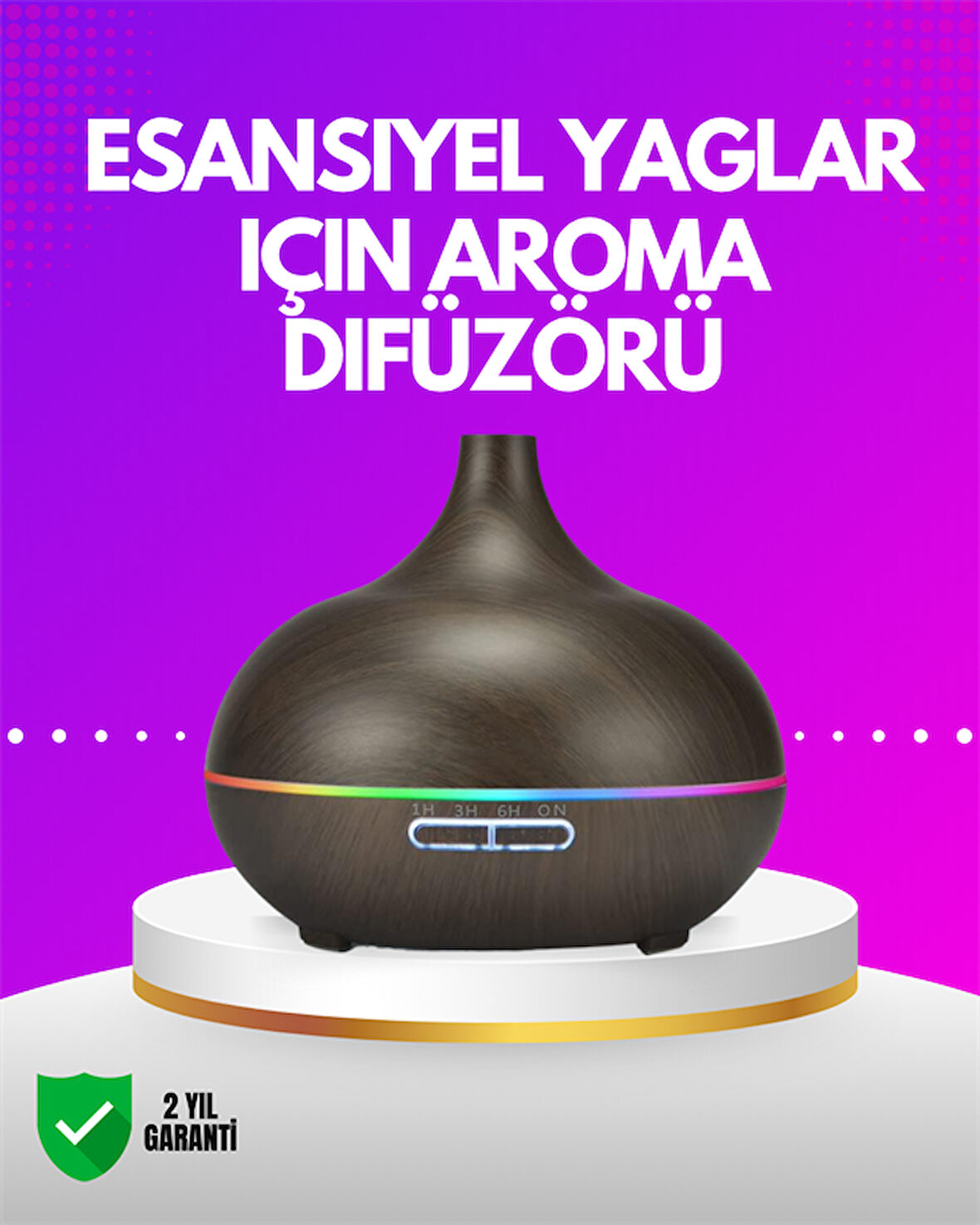 Zamanlayıcılı ve Otomatik Kapanmalı Aromaterapi Nemlendirici Difüzör