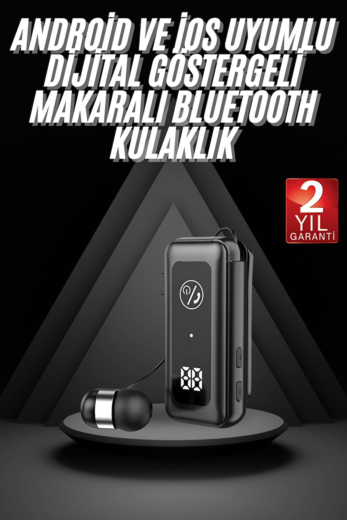 Makaralı Bluetooth Kulaklık Telefon Uyumlu Makaralı TF Kart Girişli Güç Göste