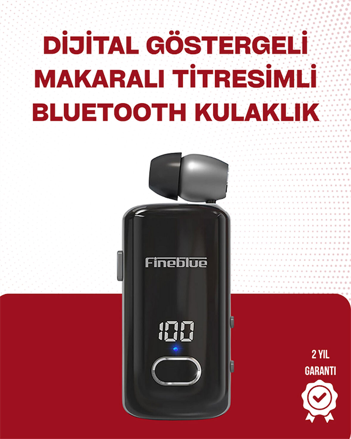 Fineblue F580 Bluetooth Kulaklık – Klipsli Dijital Göstergeli Su Geçirmez 12 Sa