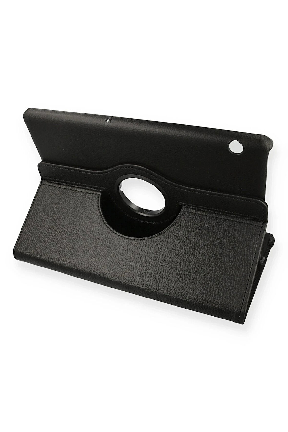 Huawei MediaPad T5 10 Kılıf 360 Tablet Deri Kılıf - Siyah-(5796)