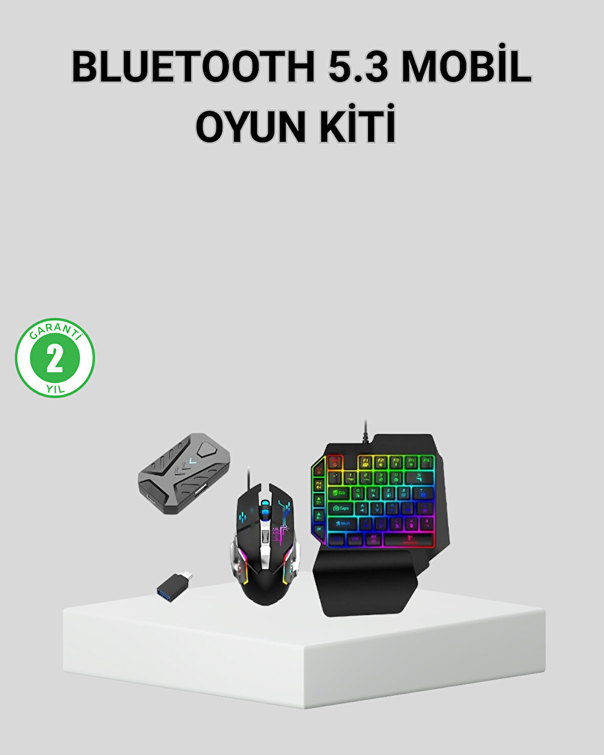5in1 Mobil Oyun Kiti Bluetooth 5.3 Mini RGB Klavye Mouse Dönüştürücü Seti