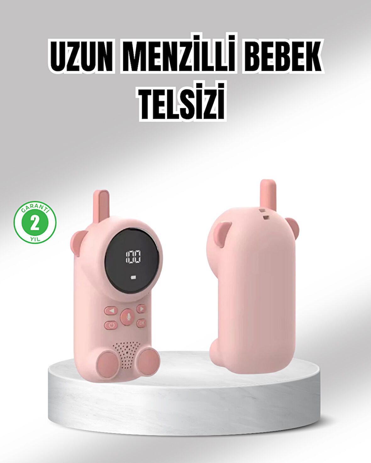 Uzun Menzilli Bebek Telsizi 1-3 Km Çekim 22 Kanal LCD Ekran VOX Şarjlı