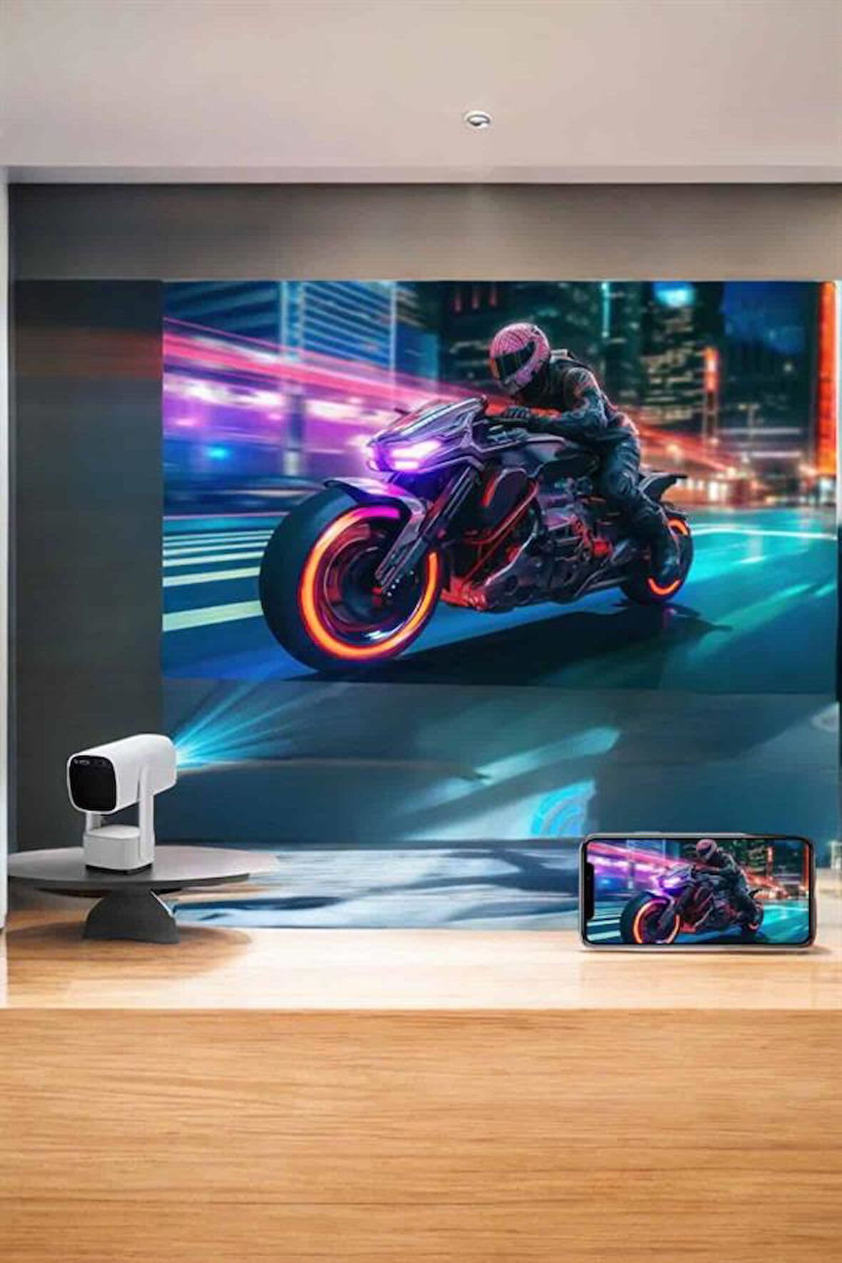 Akıllı Projeksiyon Powerbankli Taşınabilir Sinema Projektörü 4k HD Kaliteli