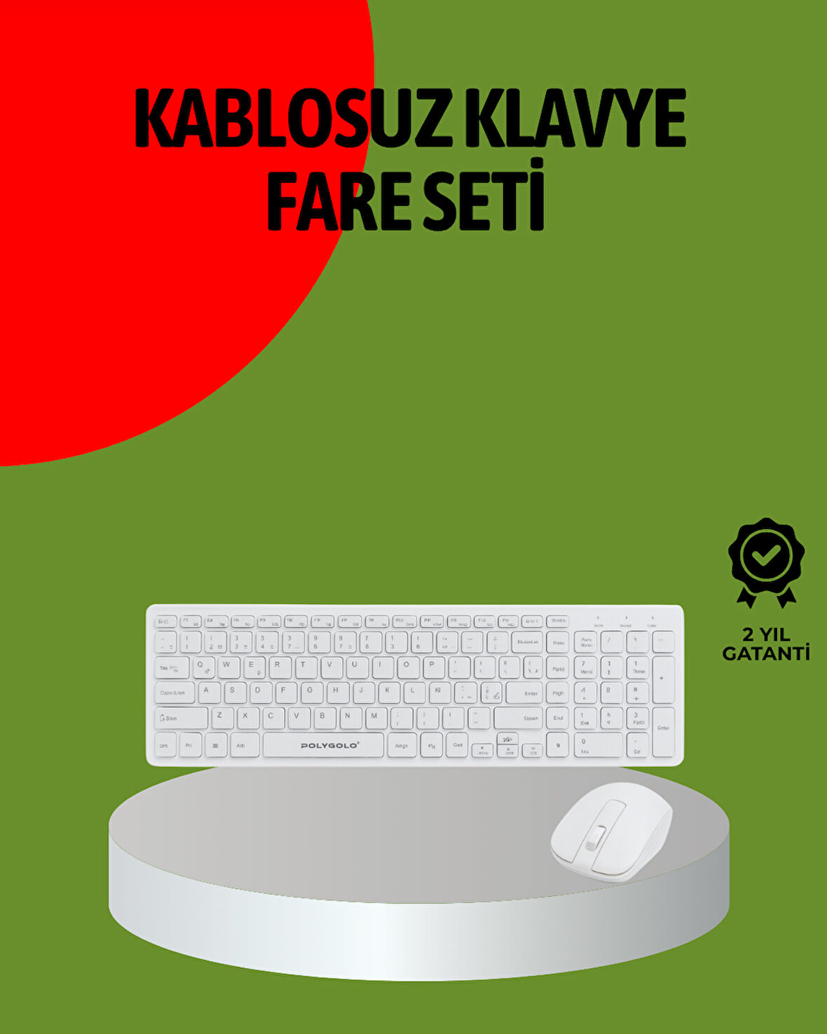 Kablosuz Klavye Mouse Seti Beyaz Q Klavye Tüm Cihazlara Uyumlu