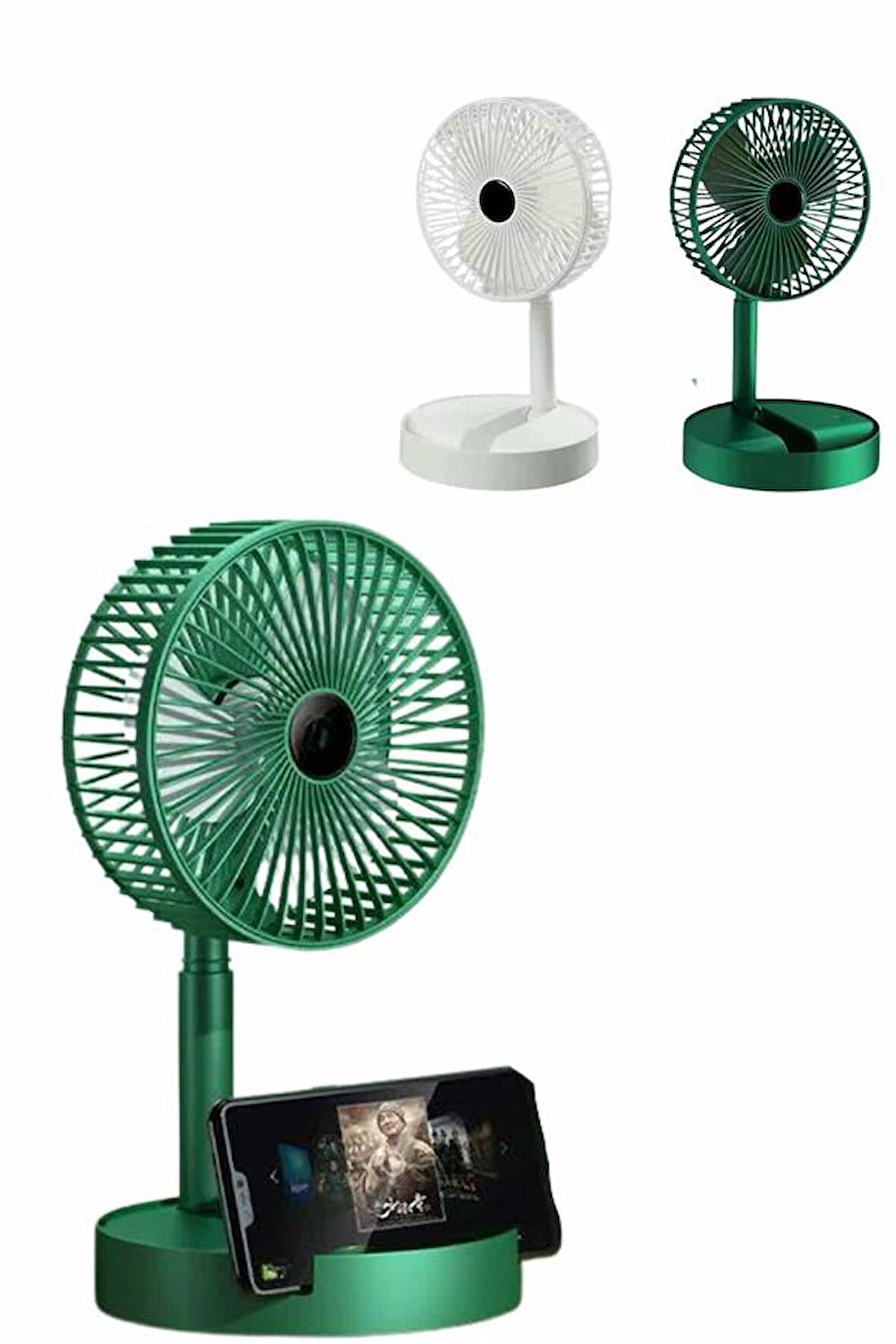 3 Kademe Hız Ayarlı Vantilatör Telefon Standlı Şarjlı Katlanabilir Soğutucu P