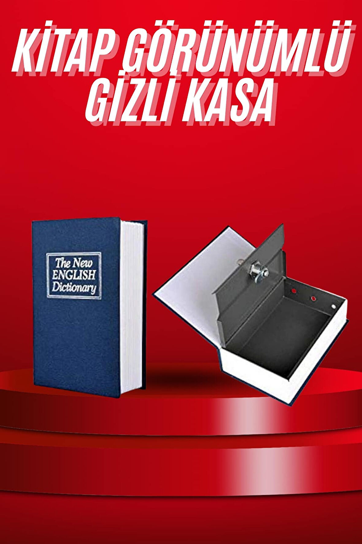 Kitap Görünümlü Gizli Kasa Büyük Boy Anahtarlı Kilitli Para Kasası