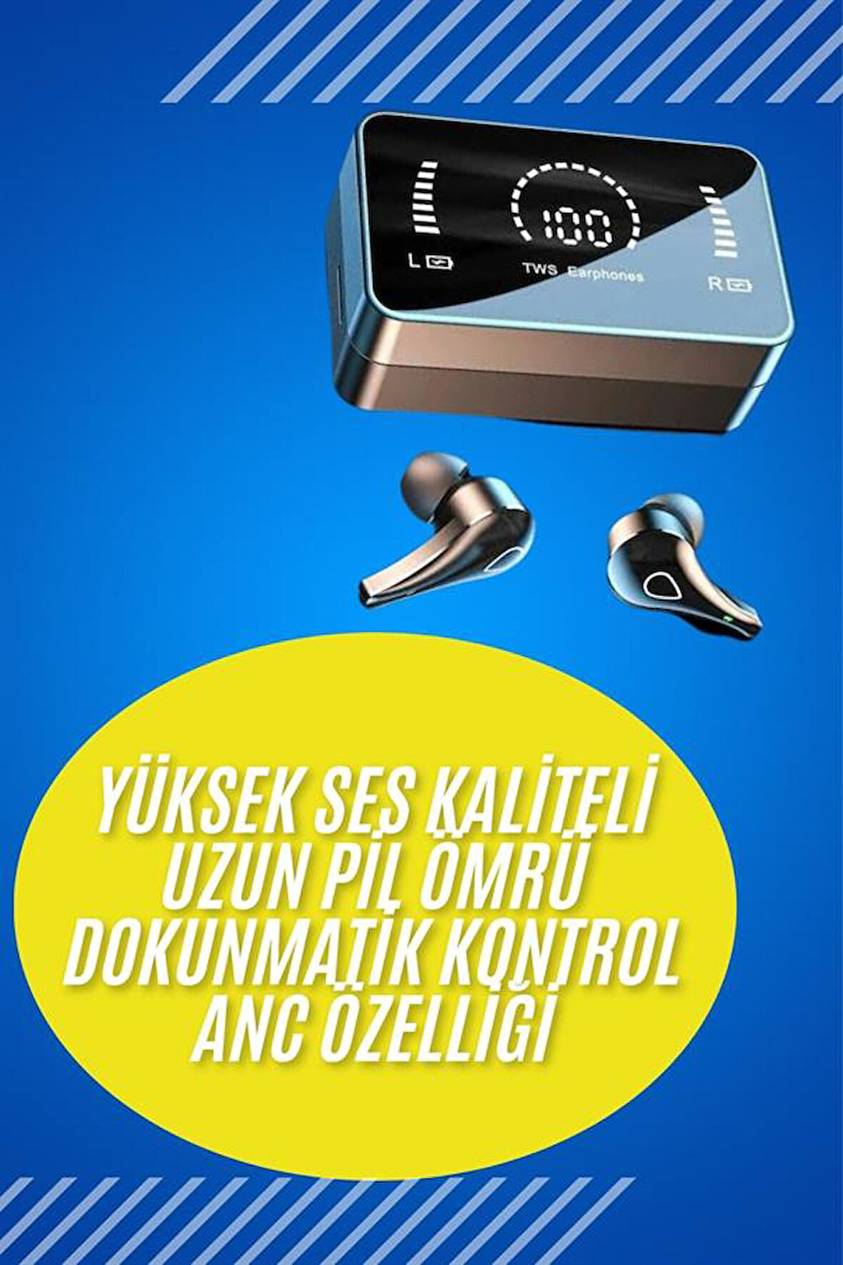 Bluetooth Kulaklık Anc Özelliği Powerbank Özelliği Aynalı Dijital Göstergeli