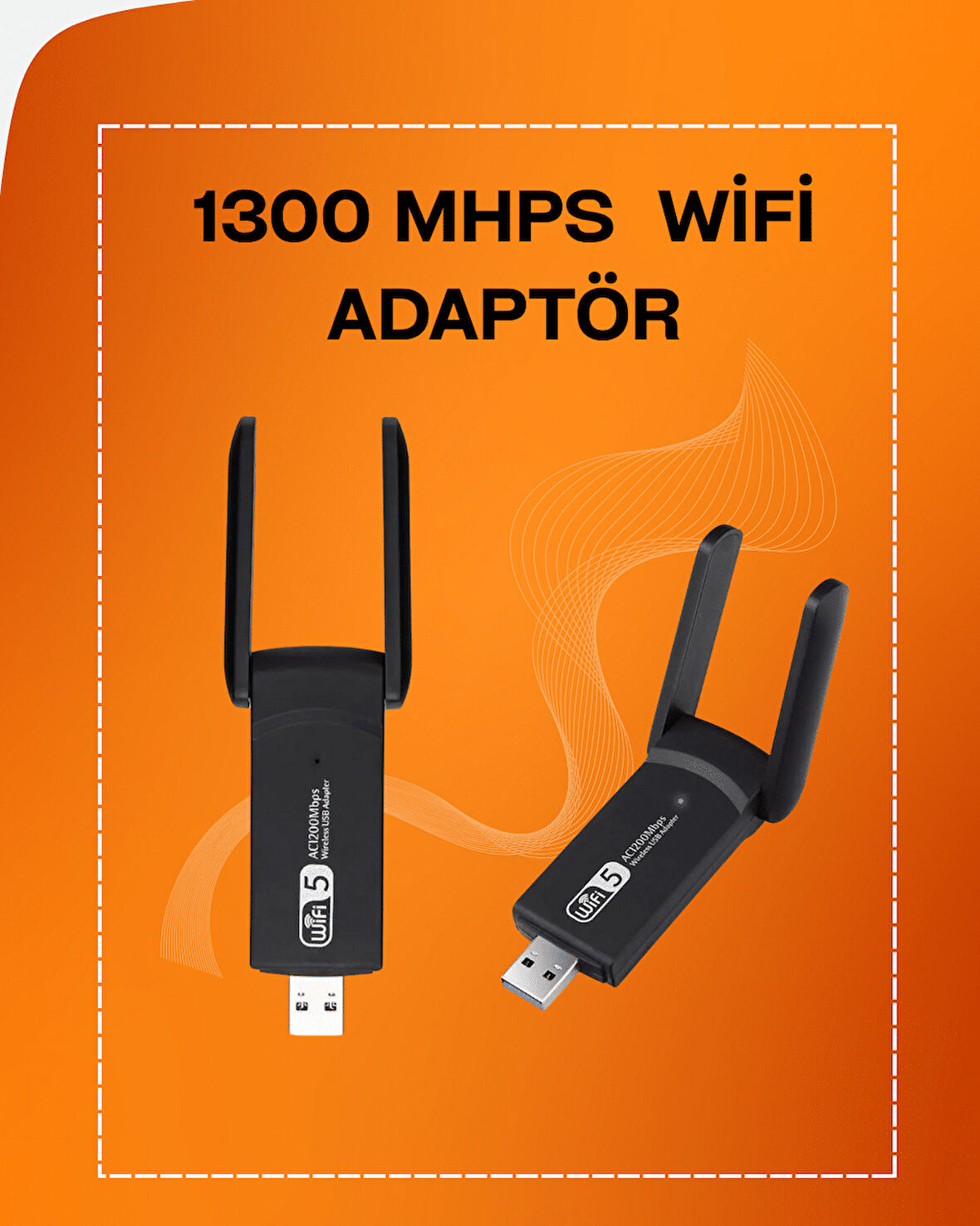 Tak-Çalıştır Özellikli Çift Bant WiFi Adaptör – 1200 Mbps