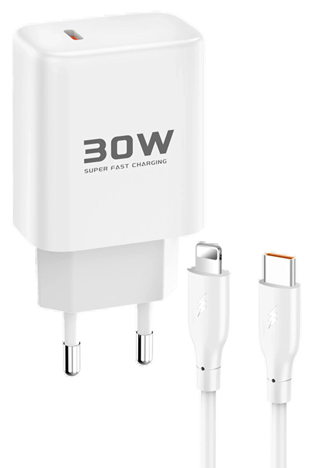 JK89 30W Type-C Çıkışlı Ekstra DC66 1M Type-C to Lightning Kablolu PD Şarj Cih