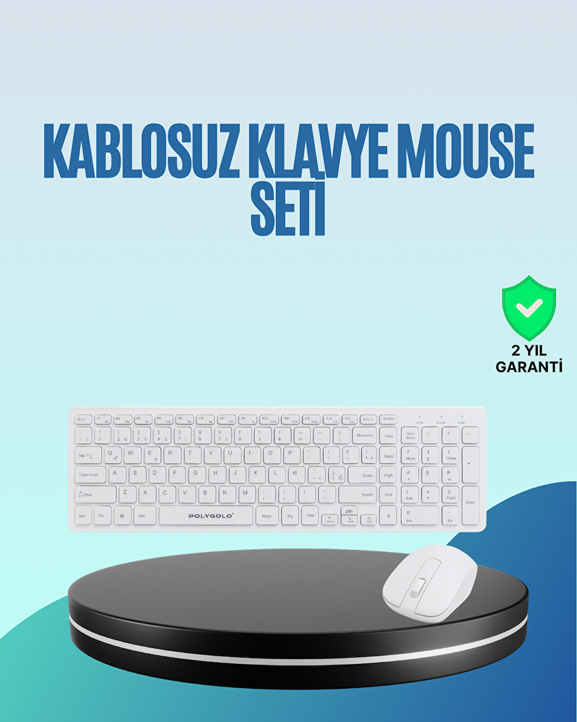 Q Klavye Beyaz Klavye Ve Mouse Seti Kablosuz USB Girişli
