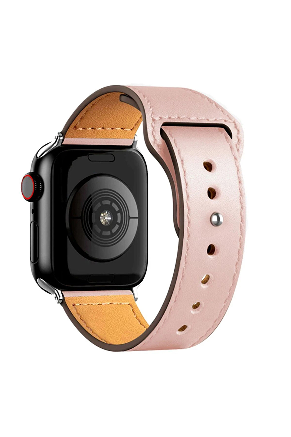 Apple Watch 42mm KR415 Luaz Deri Kordon - Pembe-(5796)