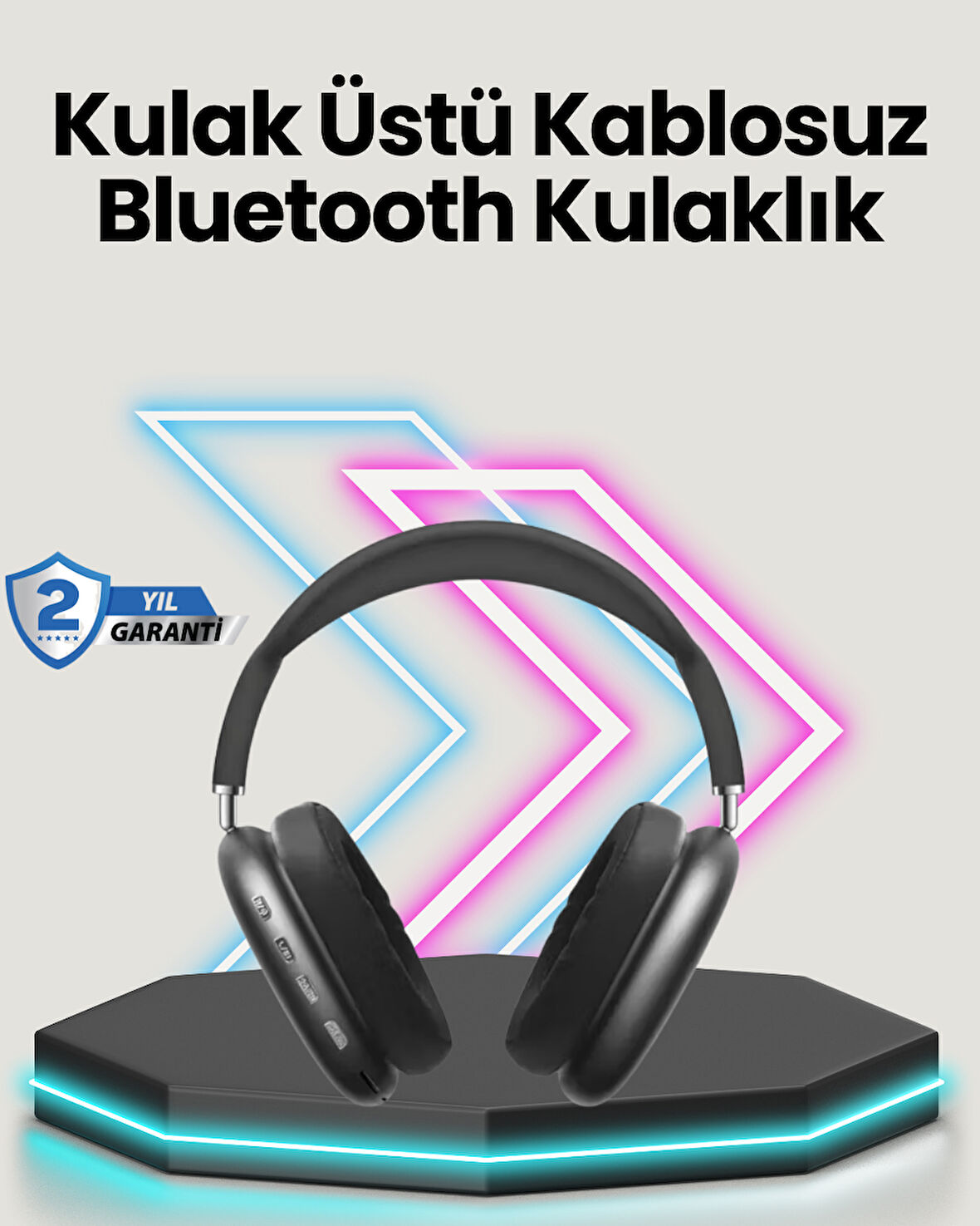 Bluetooth V5.0 Kablosuz Kulak Üstü Kulaklık | Katlanabilir Mikro USB Girişli