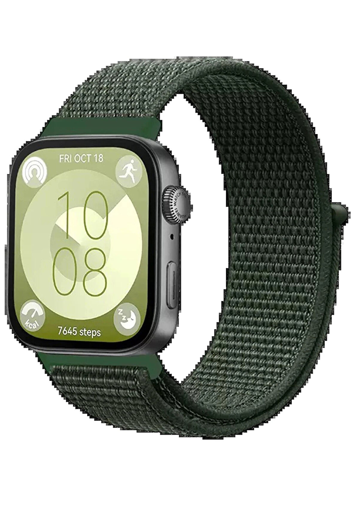 Huawei Fit 4 Hasırlı Cırtcırtlı Kordon - Koyu Yeşil-(5796)