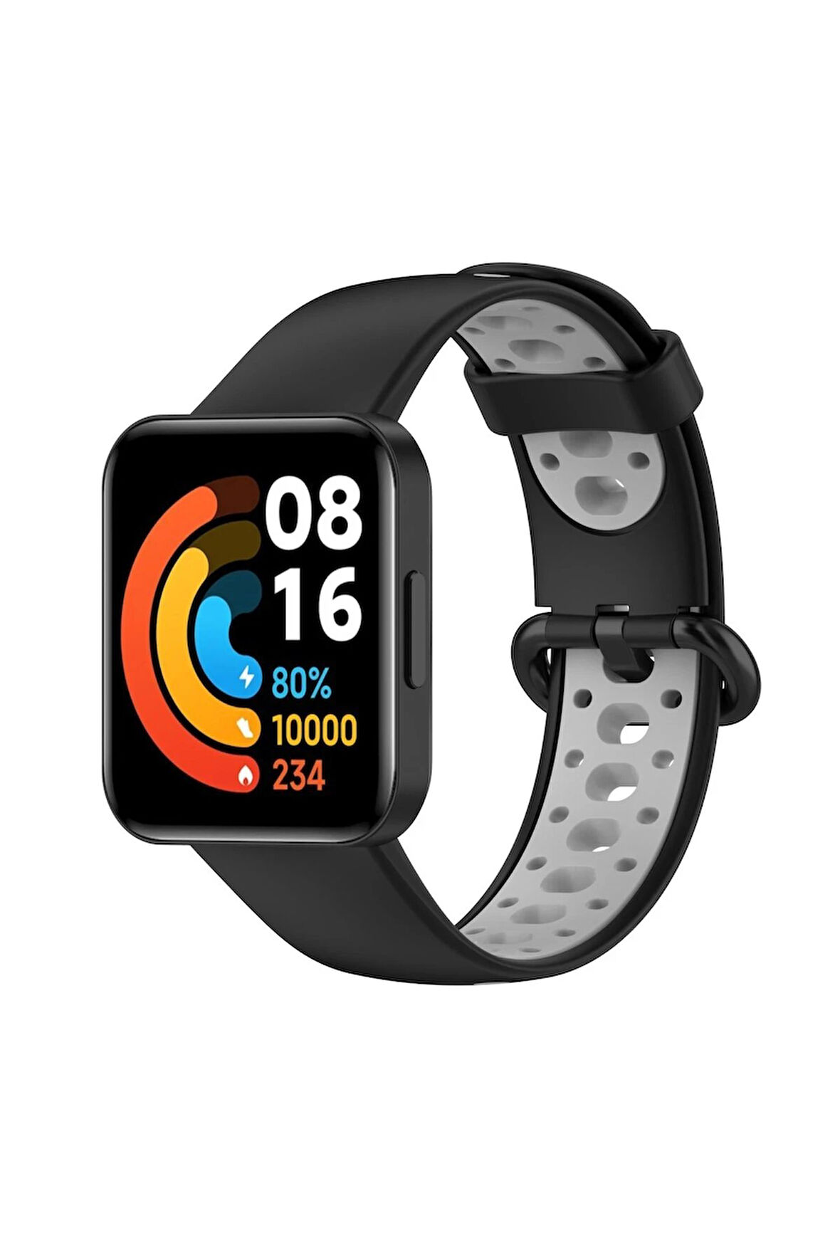 Xiaomi Redmi Watch 2 Spor Delikli Kordon - Siyah-Gri-(5796)