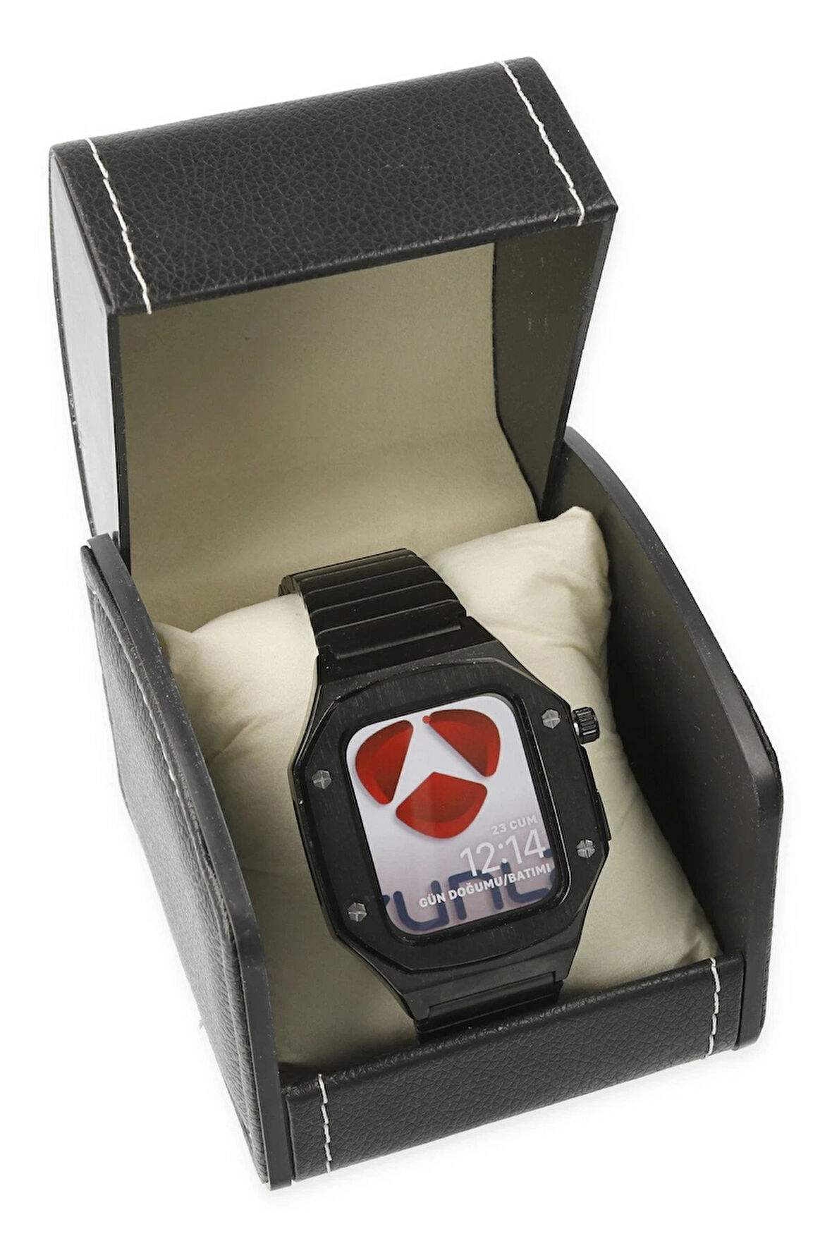 Apple Watch 45mm KR409 Metal Kordon - Siyah-(5796)