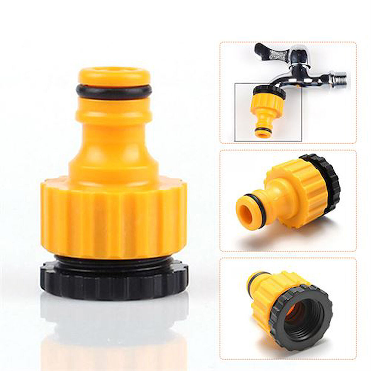 HSNET 1/2 Vidalı Dişli Musluk Sonu Hortum Bağlantı Konnektörü