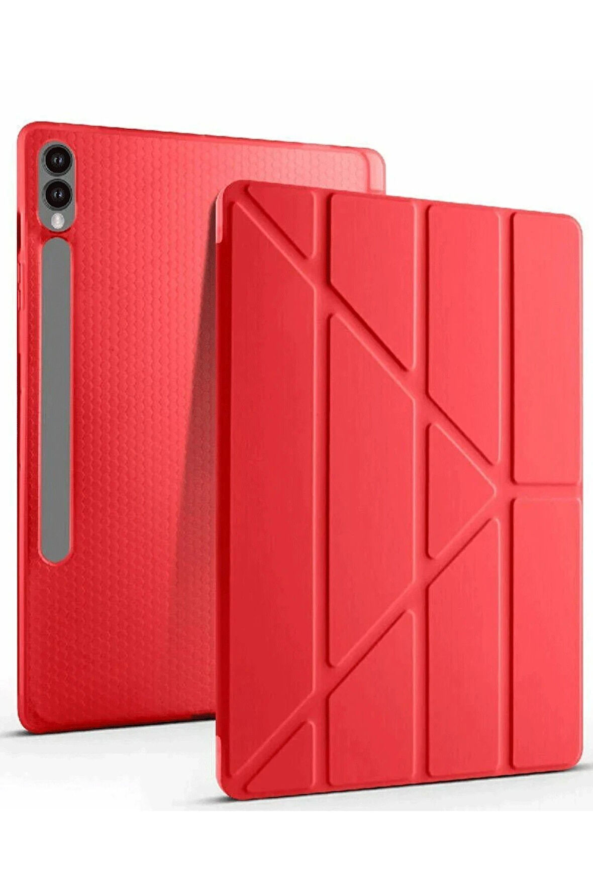 Samsung Galaxy X510 Tab S9 FE 11 Kılıf Kalemlikli Mars Tablet Kılıfı - Kırmız