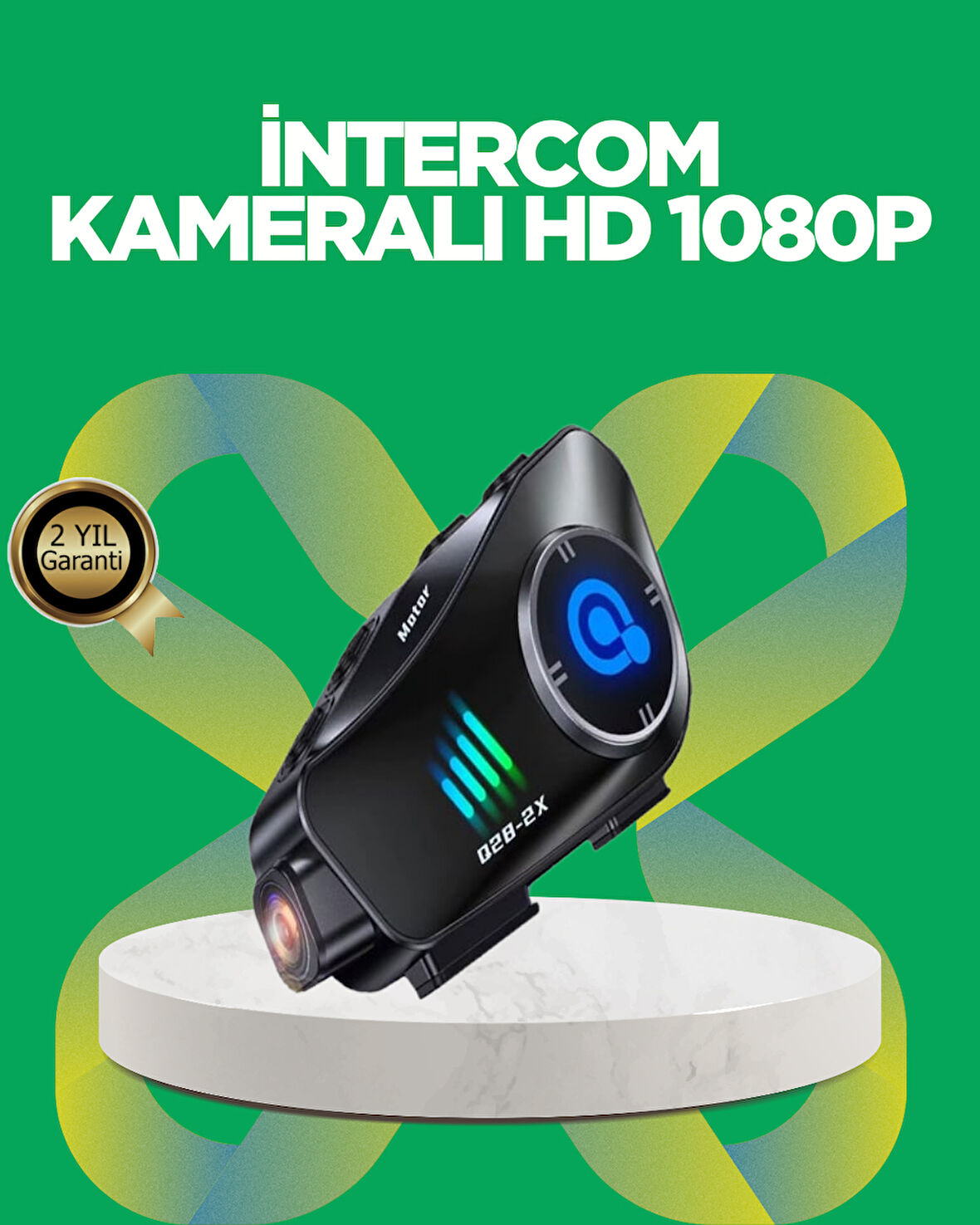 Q28 Bluetooth Kask Kulaklık 1080P Kamera – Su Geçirmez Motosiklet Interkom