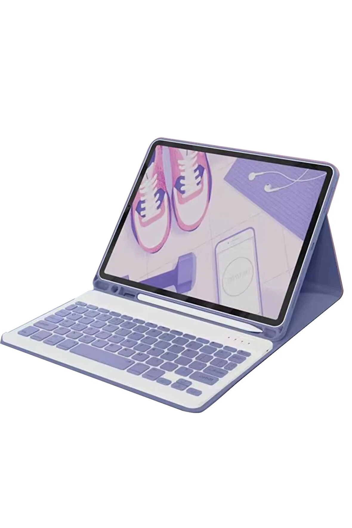 iPad Pro 11 (2022) Kılıf KC01 Smart Klavyeli Tablet Kılıfı - Derin Mor-(5796)