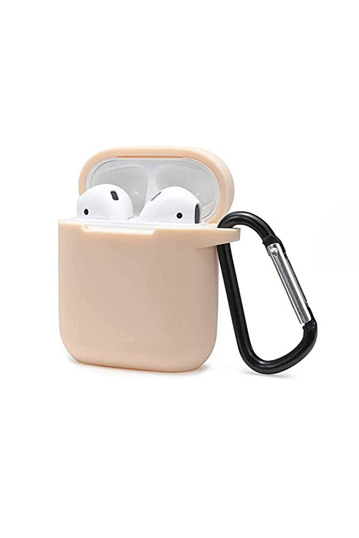 Airpods 2 (2.nesil) Sert Silikon Kılıf - Bej-(5796)