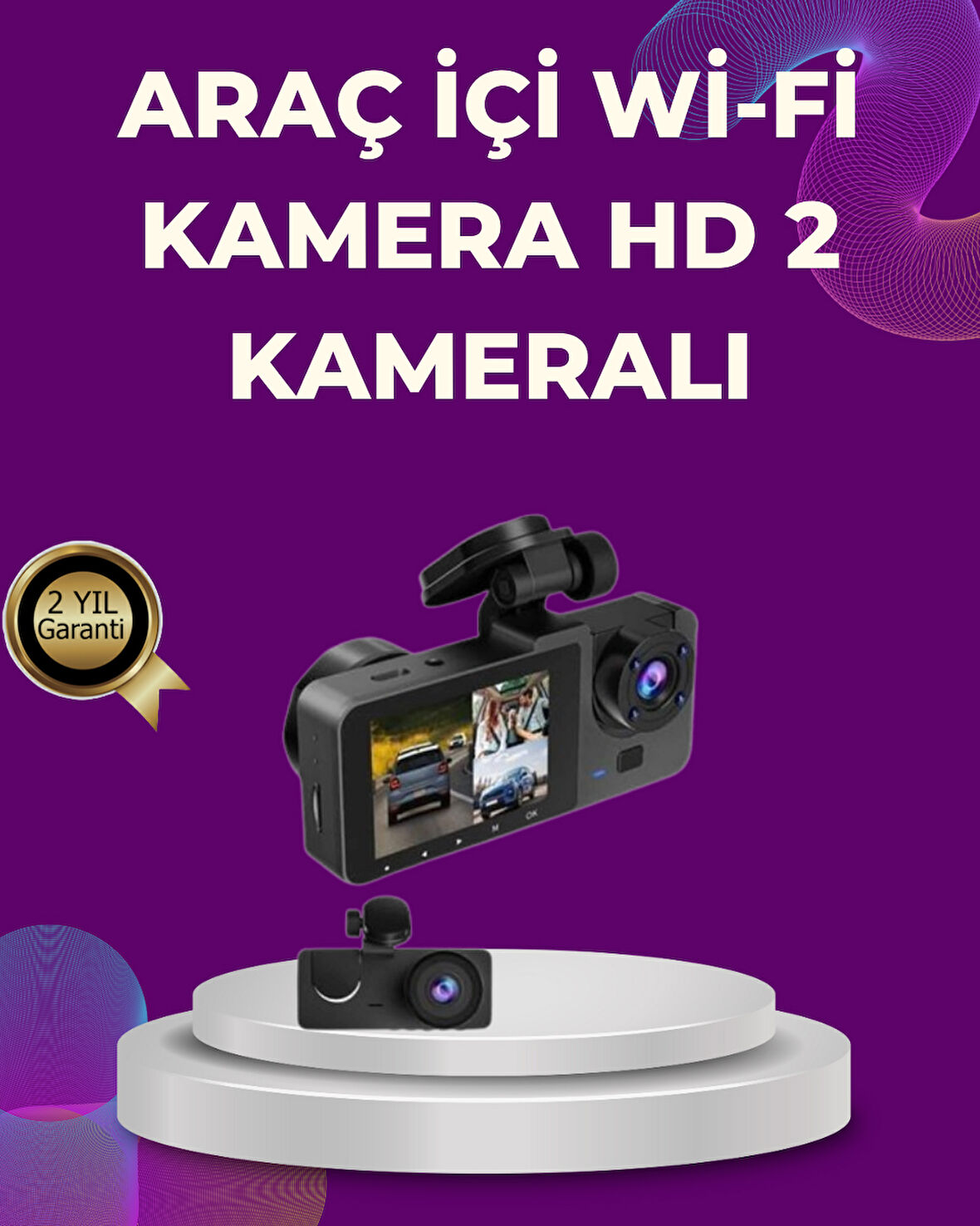 Araç İçi Dikiz Kamerası Sürüş Kaydedici 3 Lensli DVR Kamera