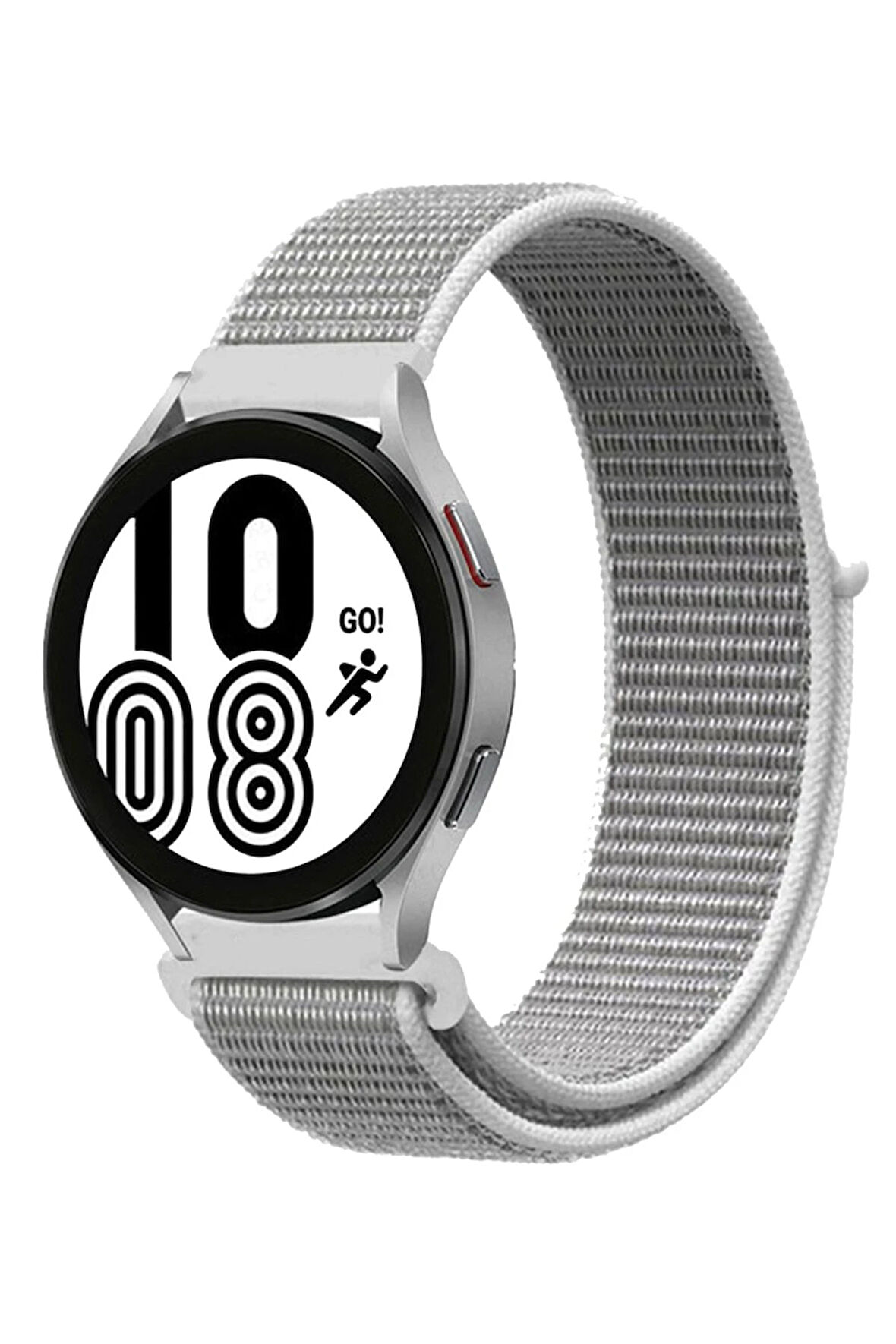 Samsung Galaxy Watch 4 Hasırlı Cırtcırtlı Kordon - Beyaz-(5796)