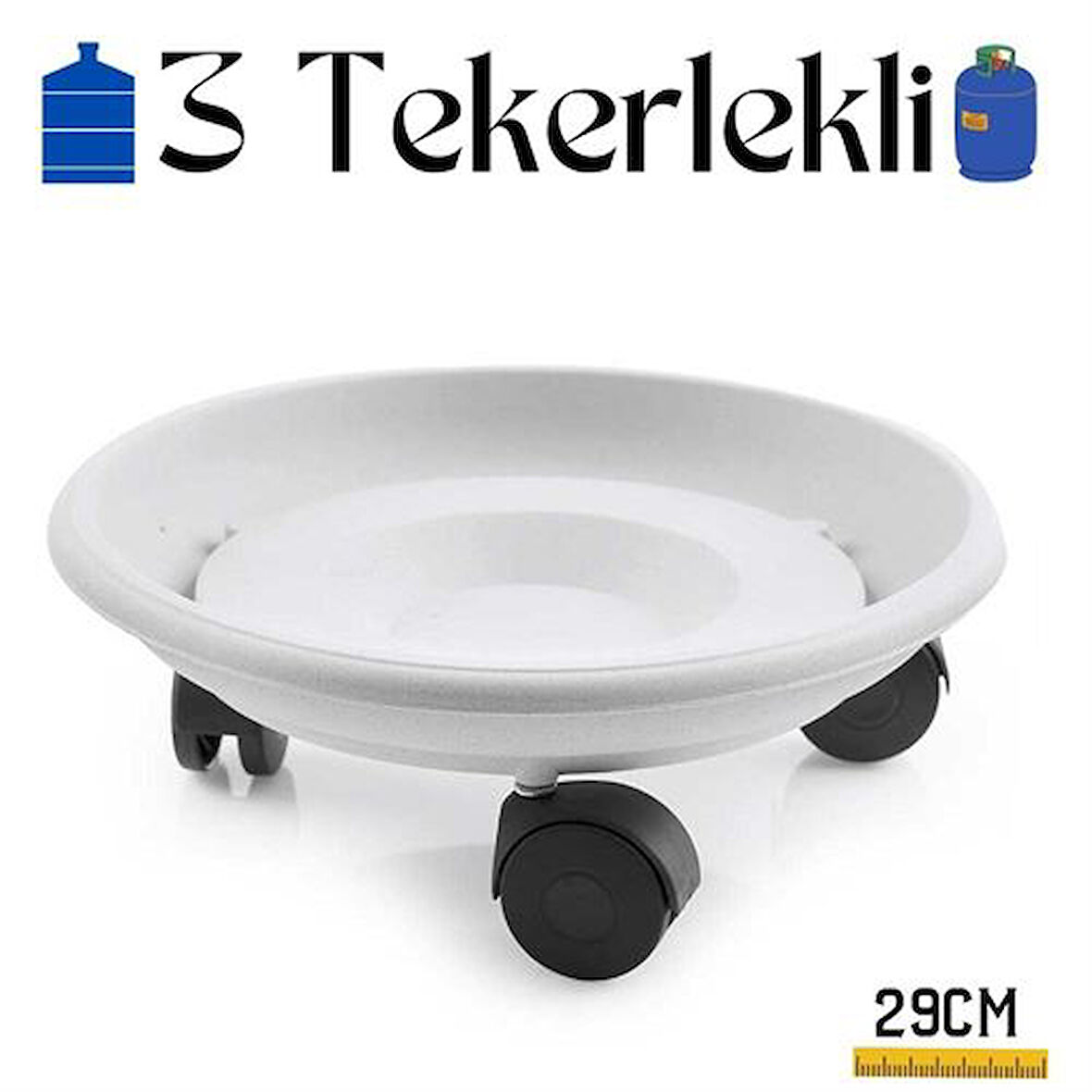 HSNET Tekerlekli Damacana ve Tüp Altlığı Beyaz