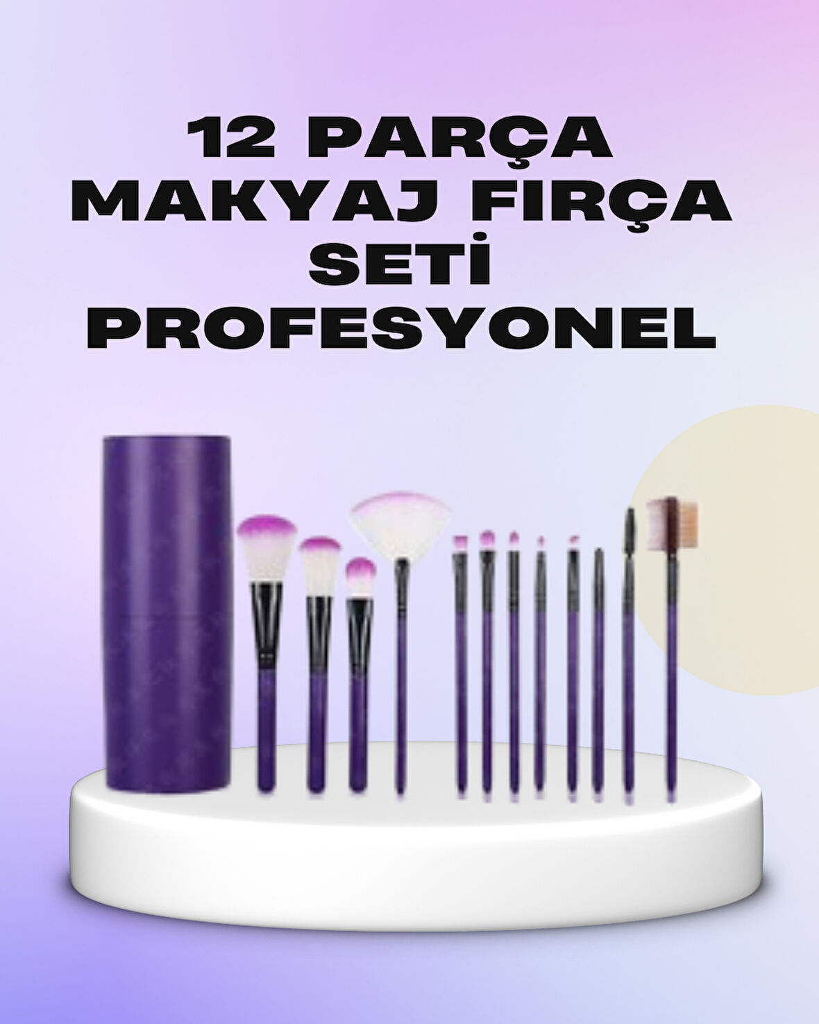 Ergonomik Saplı Fiber Kıllı 12'li Makyaj Fırça Takımı Göz ve Ten Makyajı İ