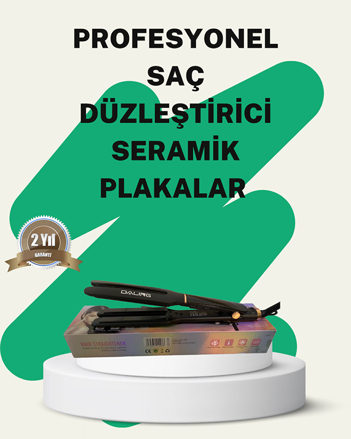 Daling Profesyonel Saç Düzleştirici Seramik Yüzey Tüm Saç Tipleri İçin
