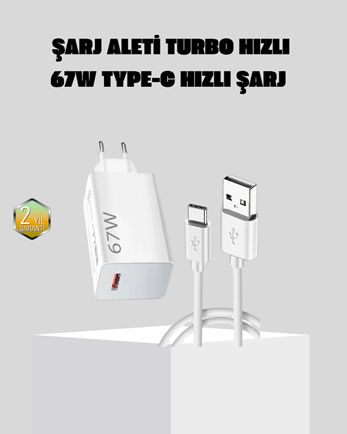 67W Süper Hızlı Şarj Adaptörü ve Kablo Seti – Güvenli Kompakt ve Ergonomik 