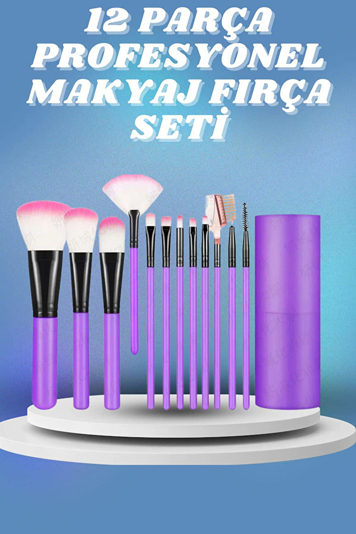12 Parça Yumuşak Uçlu Makyaj Fırça Set-Göz ve Yüz Makyajı İçin Fırça Set