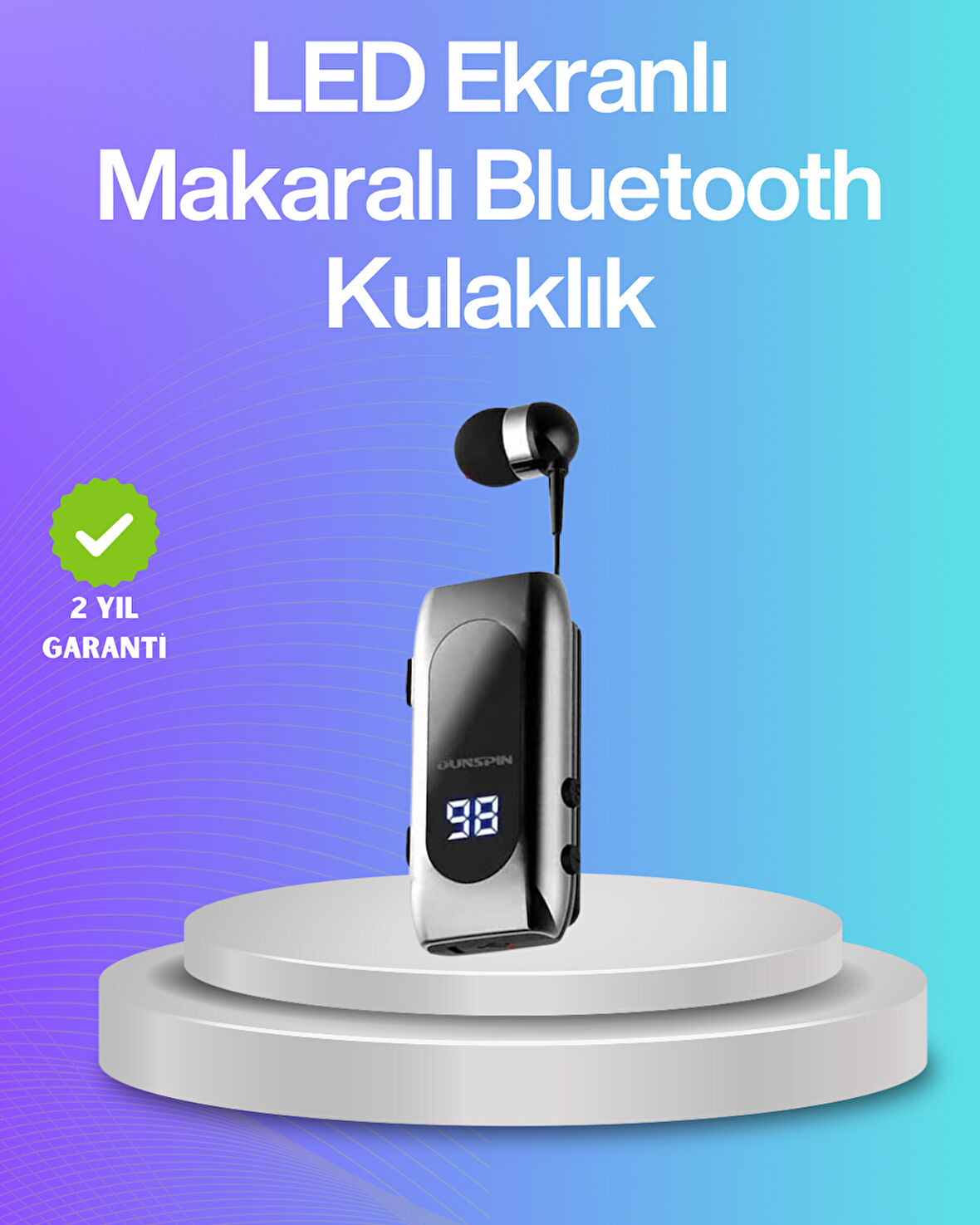 Bluetooth 5.2 Klipsli Kablosuz Kulaklık – Dijital Ekran & Titreşimli Uyarı