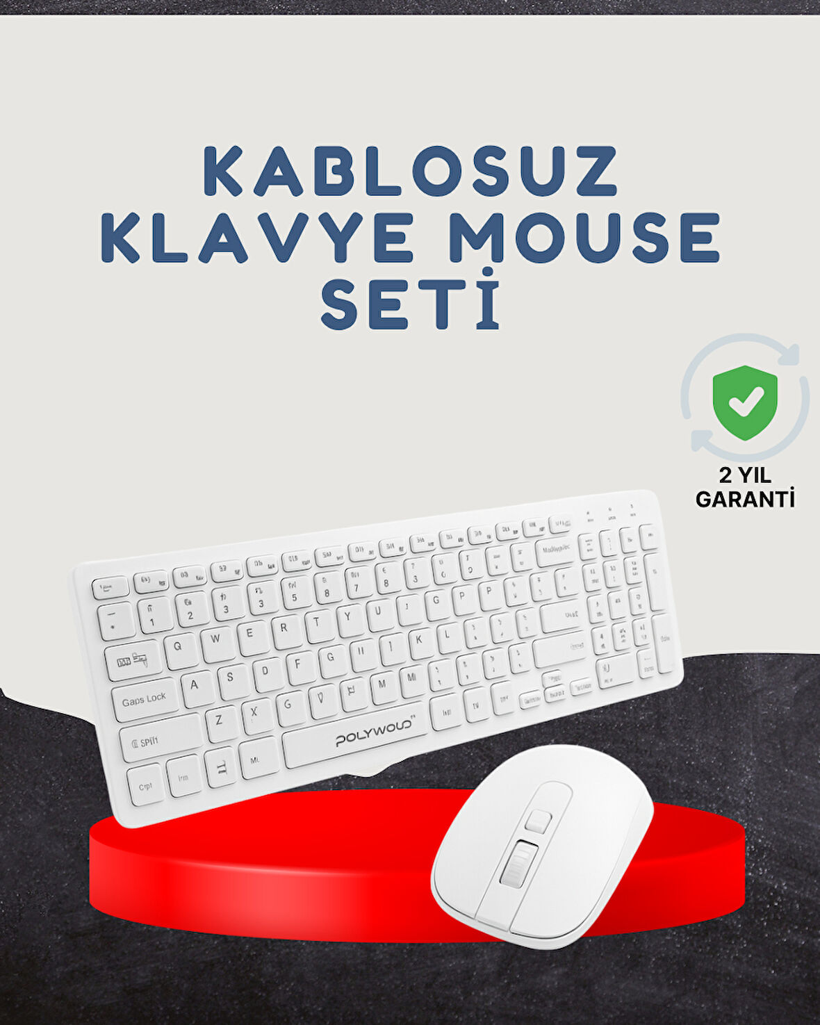 Kablosuz Klavye Mouse Seti Beyaz Q Klavye Tüm Cihazlara Uyumlu