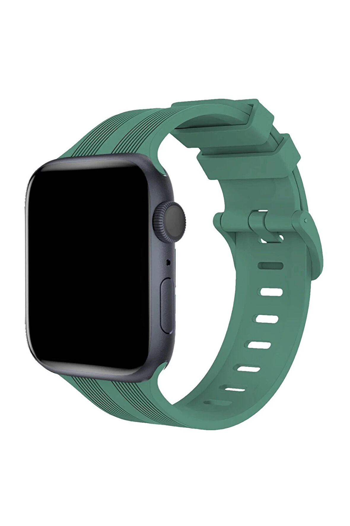 Apple Watch 38mm KR408 Çizgili Silikon Kordon - Yeşil-(5796)