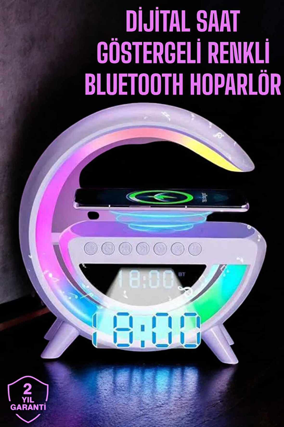 Android Uyumlu Akıllı Bluetooth Hoparlör Kablosuz Şarj Cihazı Standı