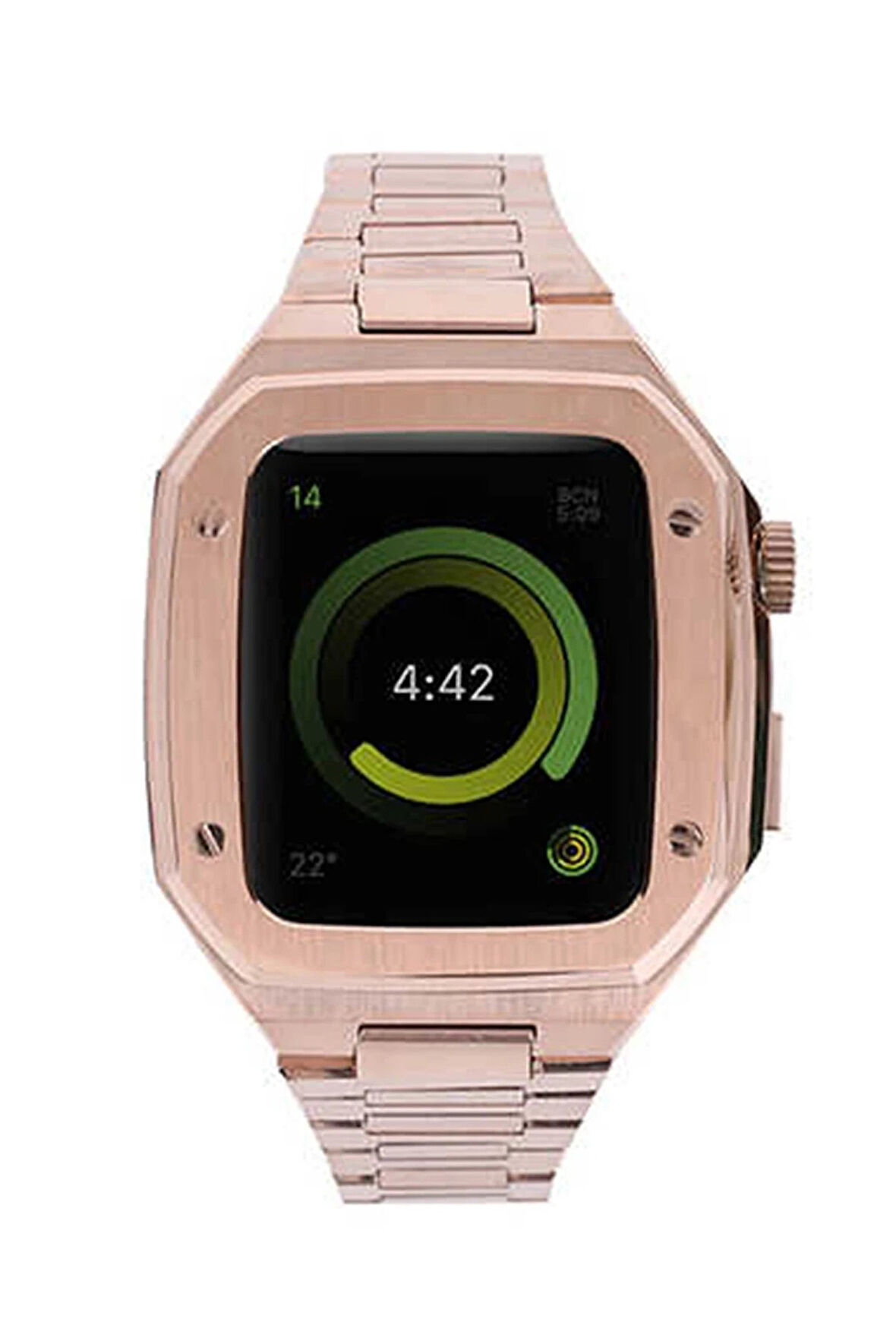 Apple Watch 44mm Metal Petek Kasalı Kordon - Rose Gold-(5796)