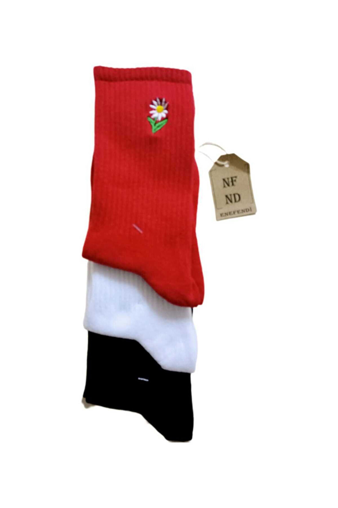 Nakışlı Kadın Üçlü Soket Hayvan Meyve Çiçek Nakışlı Çorabı