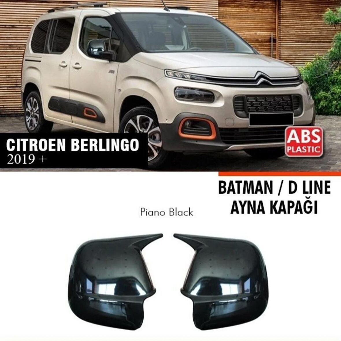 Citroen Berlingo Yarasa Batman Ayna Kapağı Plastik 2019+ Parlak Siyah