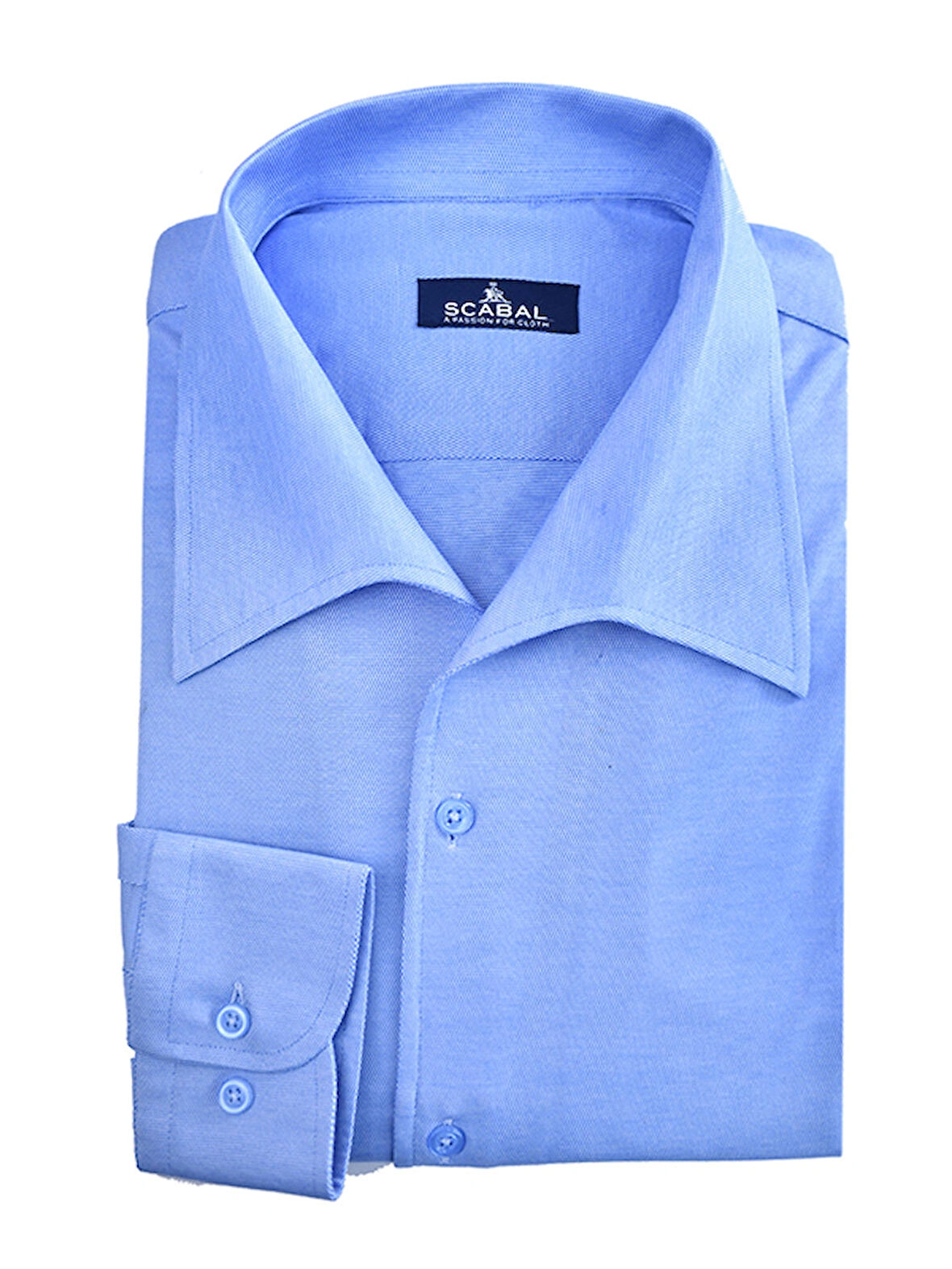 Erkek Mavi Jarse Doku Lavin Yaka Gömlek