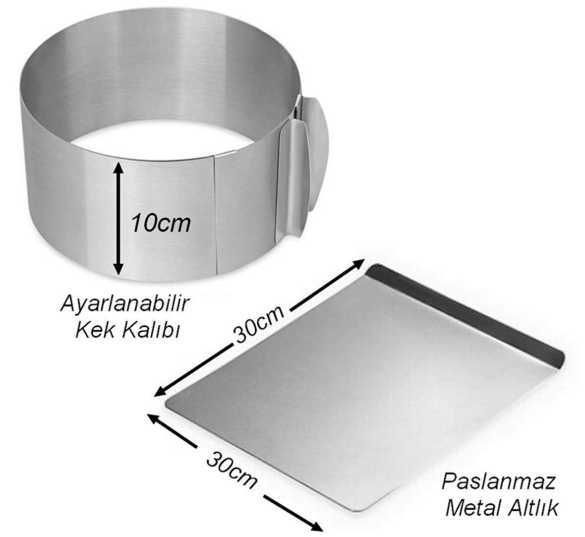 Narkalıp  Ayarlanabilir  10 cm Yuvarlak Kek Pasta  Kalıbı Çemberi ve Metal Altlık