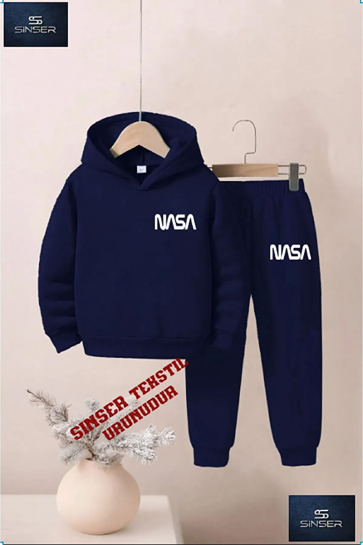 Kapşonlu Çocuk “NASA LOGO” Baskısız Eşofman Takımı