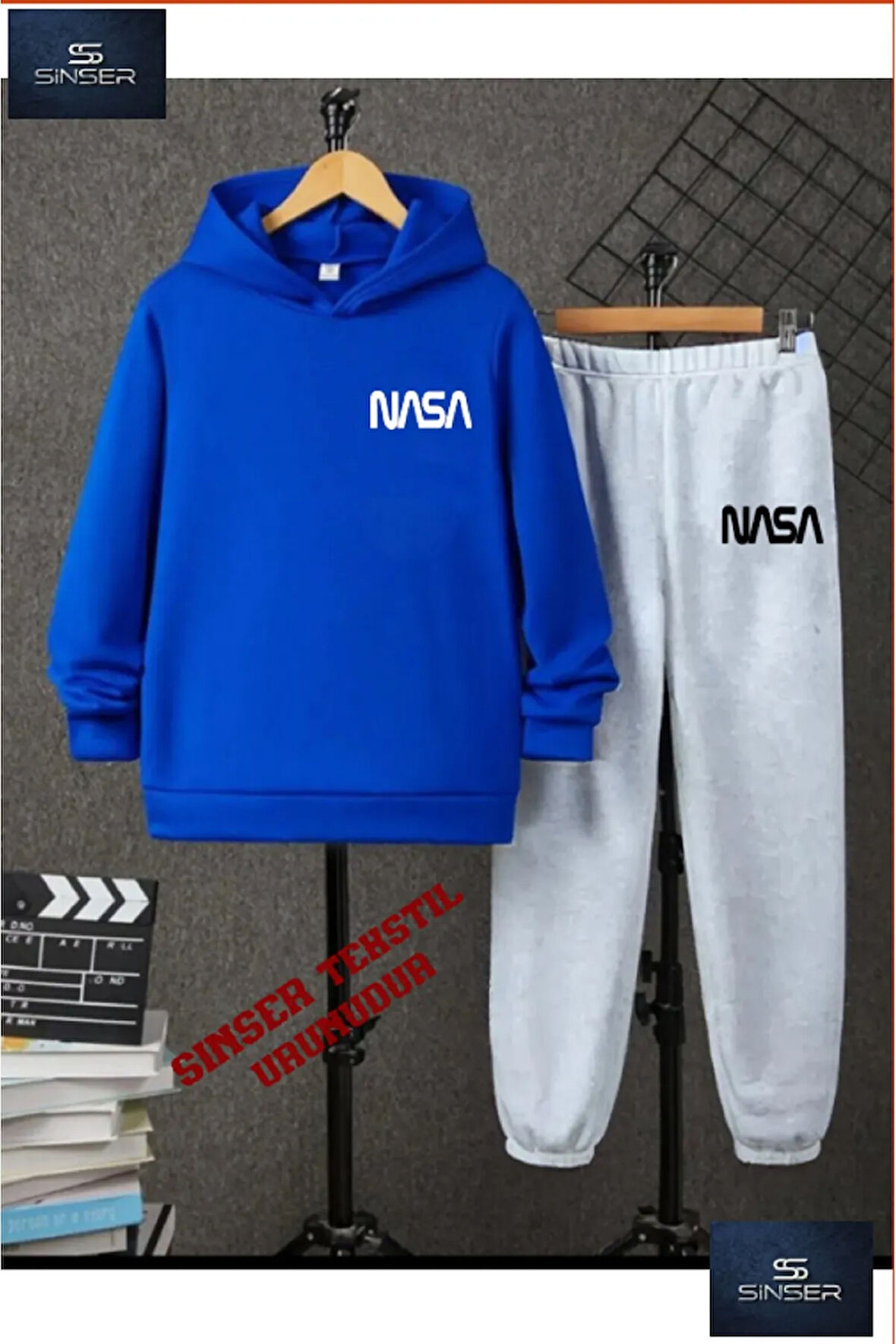 Kapşonlu Çocuk “NASA LOGO” Baskısız Eşofman Takımı