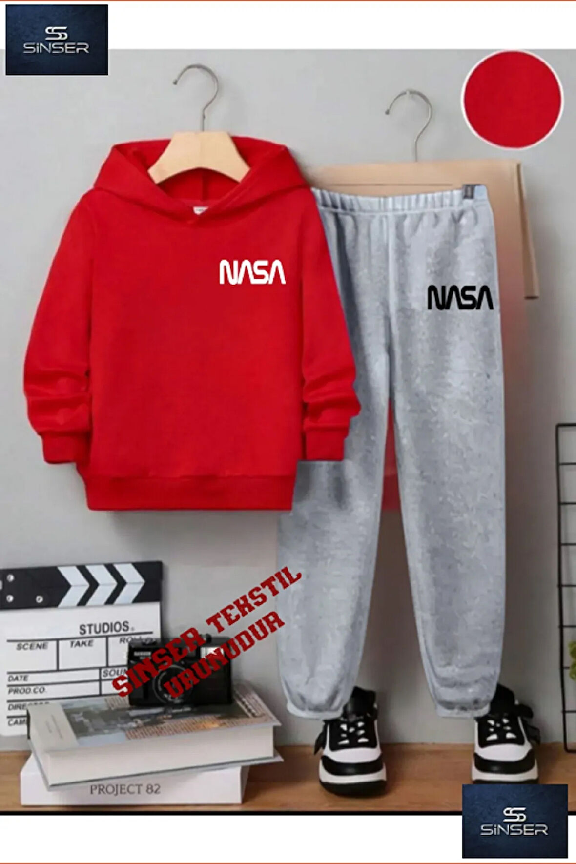 Kapşonlu Çocuk “NASA LOGO” Baskısız Eşofman Takımı