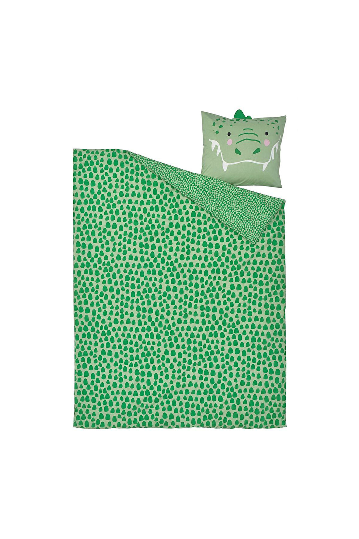 Çocuk Nevresim tTkımı, Yeşil, 150x200/50x60 cm Timsah Temalı