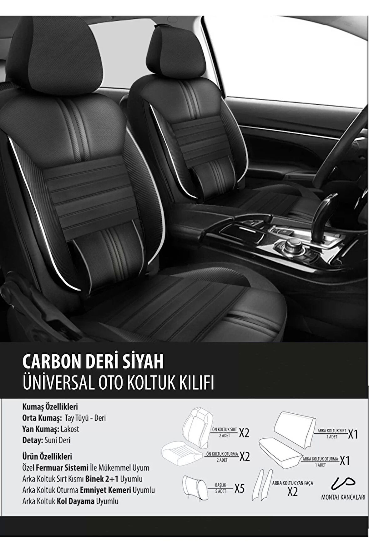 Chevrolet Rezzo Koltuk Kılıfı Carbon Deri Siyah