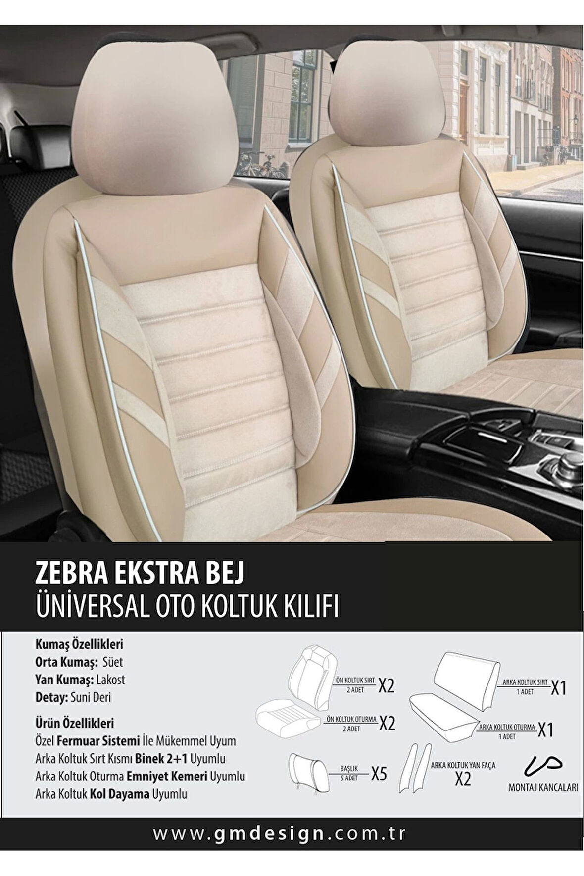 Citroen Ds4 Koltuk Kılıfı Zebra Extra Bej
