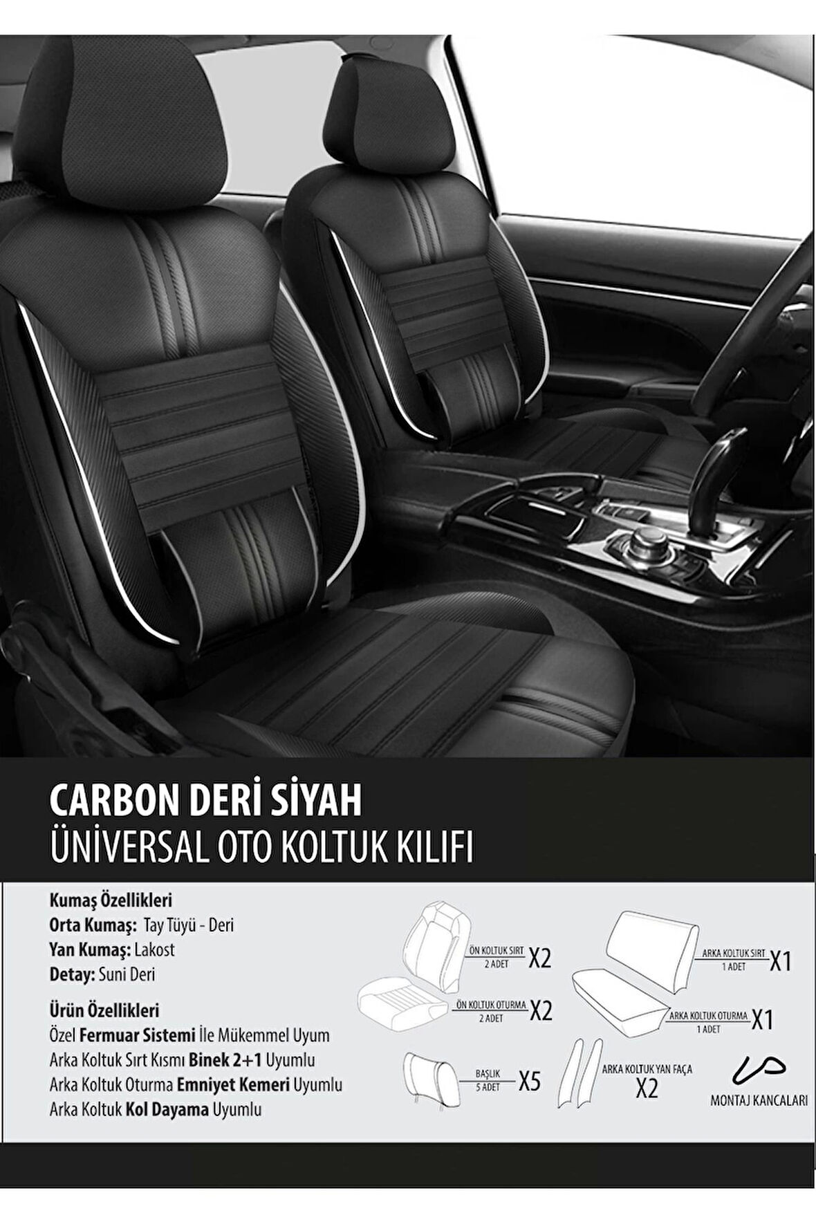 Hyundai Coupe Koltuk Kılıfı Carbon Deri Siyah