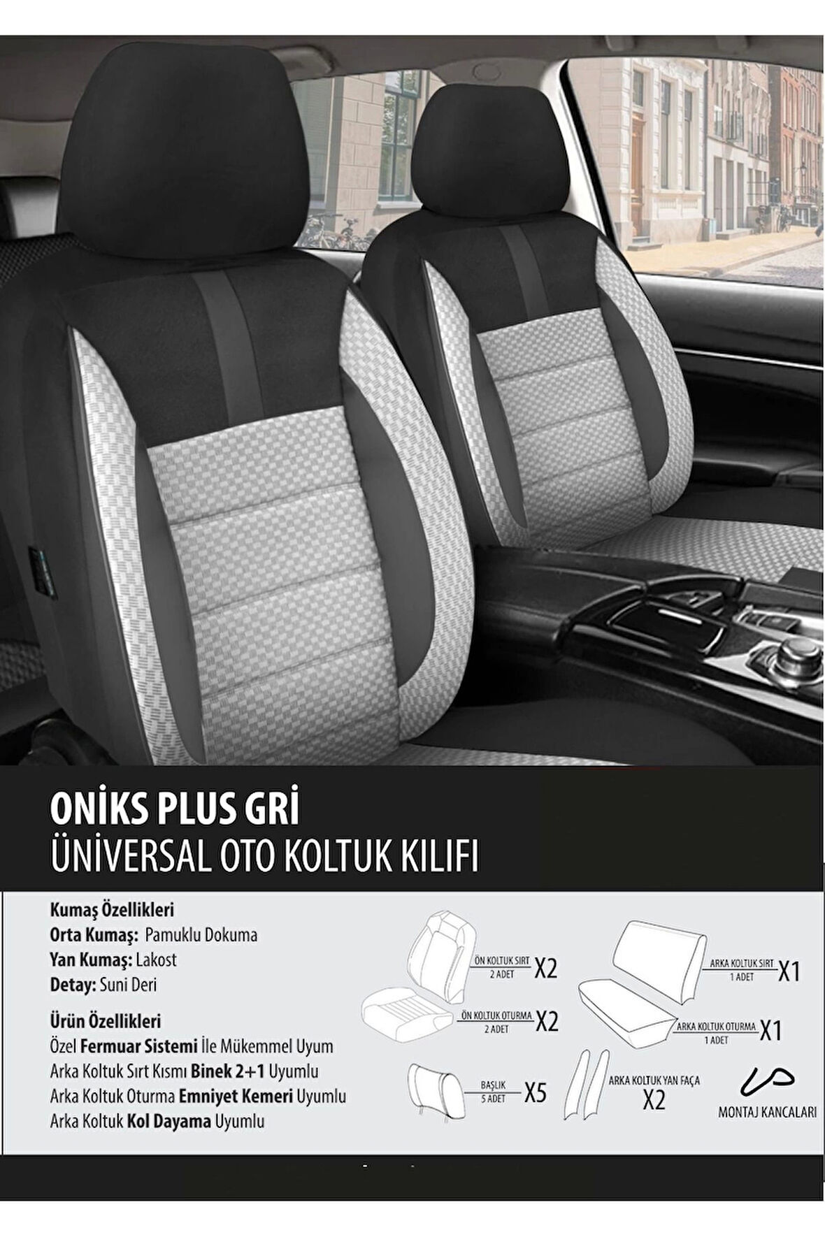 Hyundai I40 Koltuk Kılıfı Oniks Plus Gri