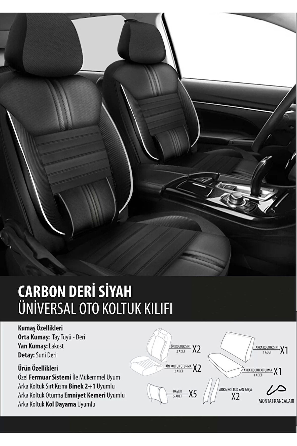 Lada Vega Koltuk Kılıfı Carbon Deri Siyah